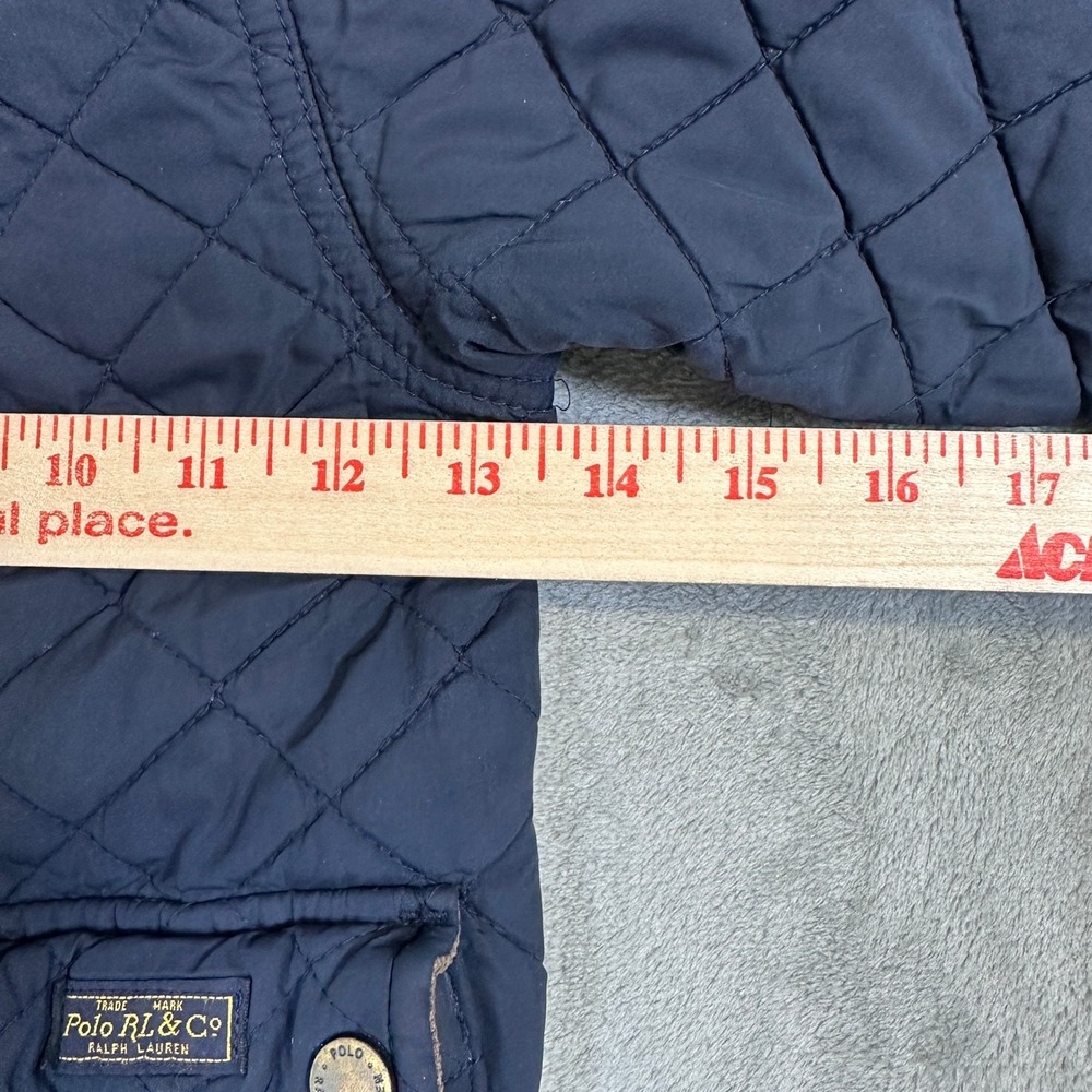 Polo Ralph Lauren Navy Blue Quilted Jacket Corduroy Trim 24M Baby Boy - Picture 12 of 16